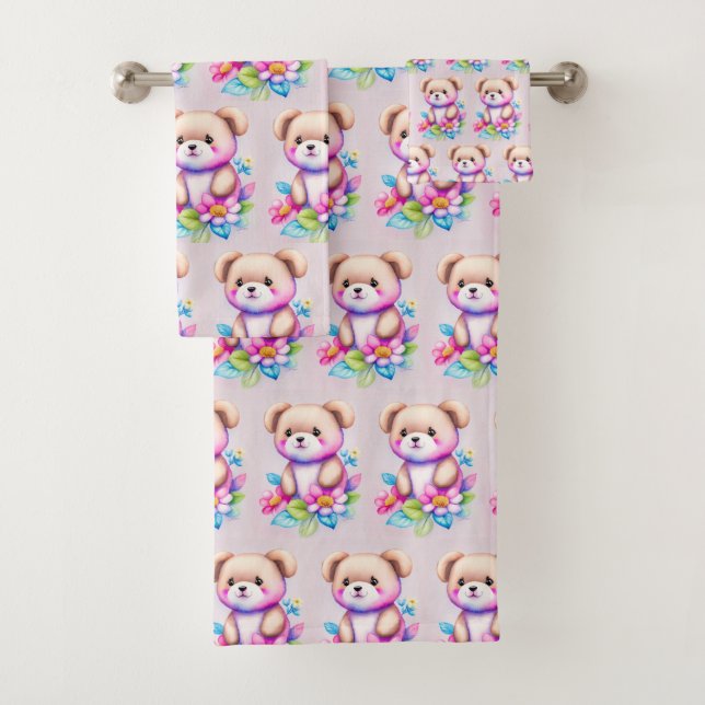 Conjunto De Toalhas Teddybär Wasserfarben Pastell (Insitu)