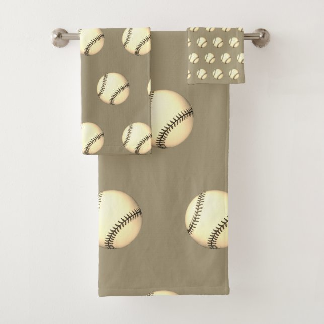 Conjunto De Toalhas Tema de Beisebol Castanho-Cinza (Insitu)