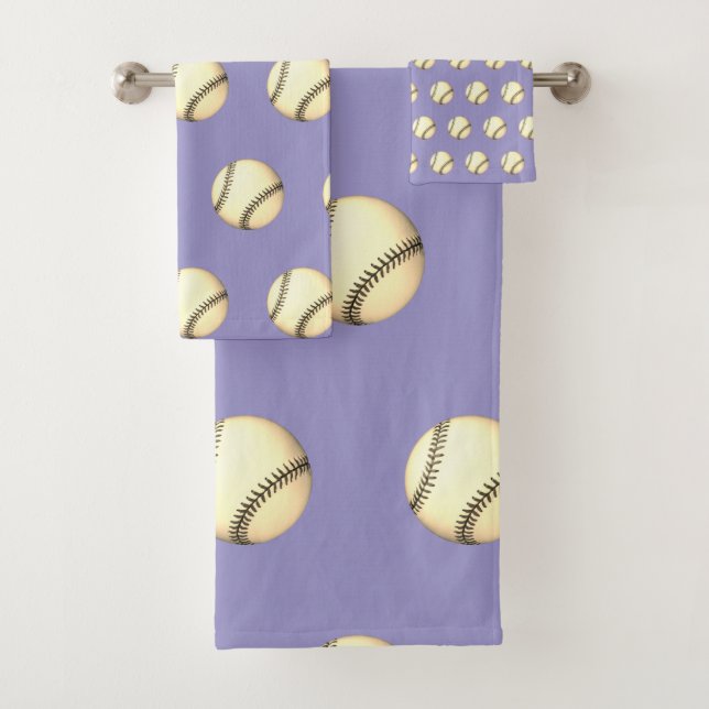 Conjunto De Toalhas Tema de Beisebol Lavanda (Insitu)