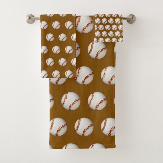 Conjunto De Toalhas Tema de Beisebol Marrom (Insitu)