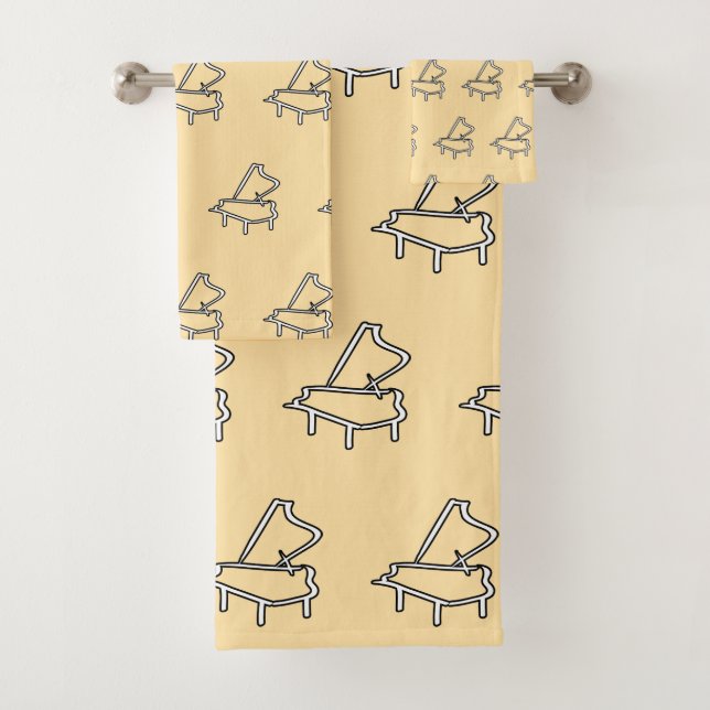 Conjunto De Toalhas Tema de Piano Creme (Insitu)