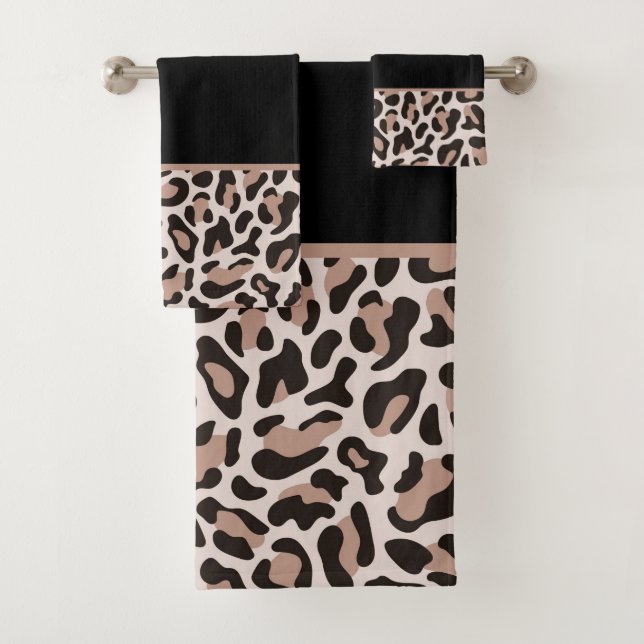 Conjunto De Toalhas Tendência de Impressão Leopardo Dourada e Preta (Insitu)