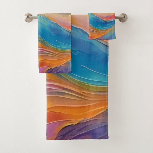 Conjunto De Toalhas Tendy Bright Abstrato Blue - Padrão amarelo (Insitu)