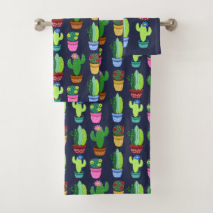 Conjunto De Toalhas Tendy Cute Cartoon Cactus em Potes