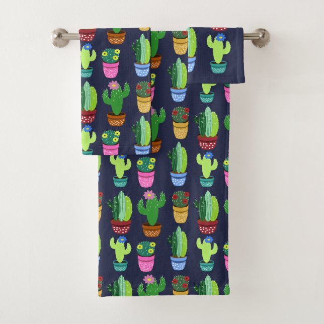 Conjunto De Toalhas Tendy Cute Cartoon Cactus em Potes (Insitu)