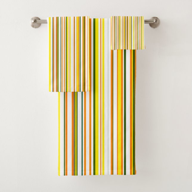 Conjunto De Toalhas Tendy Modern Chic Striped Orange Yellow (Insitu)