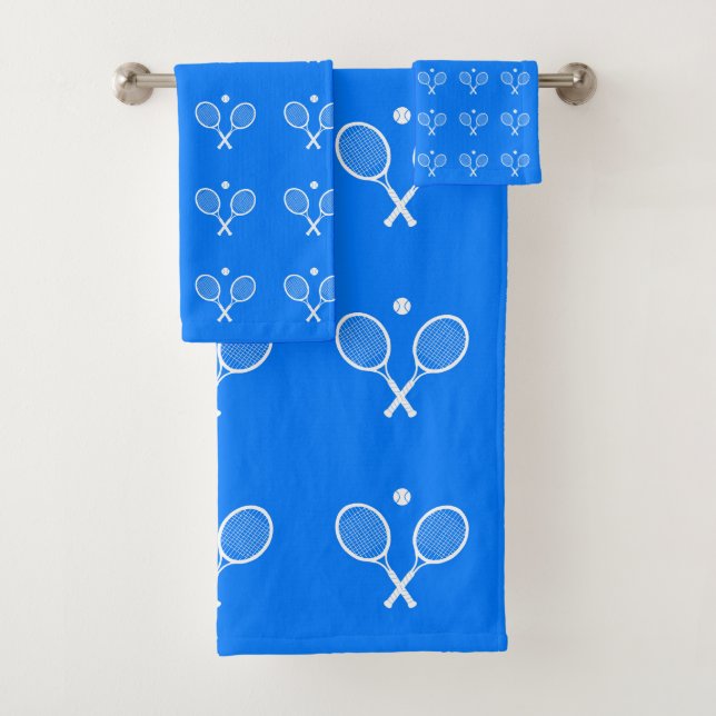 Conjunto De Toalhas Tênis Rackets Fundo Azul (Insitu)