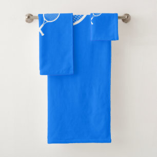 Conjunto De Toalhas Tênis Rackets Fundo Azul