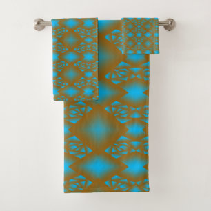 Conjunto De Toalhas Terra E Céu Arte Abstrata Geométrica Ombre