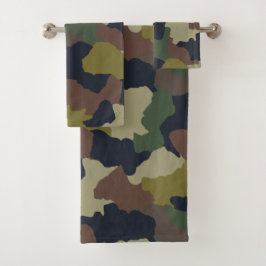 Conjunto De Toalhas Terra Tona Camuflagem Verde e Marrom