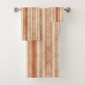 Conjunto De Toalhas Terracota Creme Moderno Minimalista Listra Boho