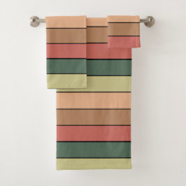 Conjunto De Toalhas Terracota Marrom Verde Preto Em Papel Aquarela