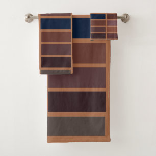 Conjunto De Toalhas Terracotta Colorful Strips Modern Earth Tones