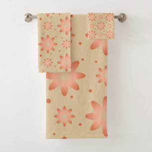 Conjunto De Toalhas Terracotta laranja e areia bege delicada margarida
