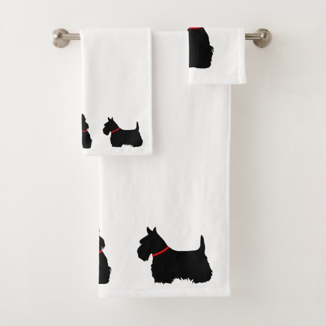 Conjunto De Toalhas Terrier escocês/colar vermelho/branco - escolha a  (Insitu)