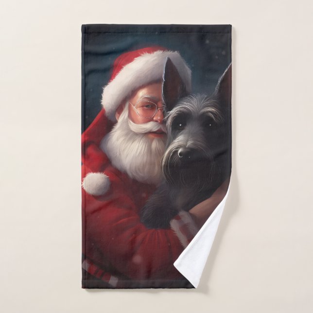 Conjunto De Toalhas Terrier Santa Claus Festivo Natal (Toalha de mão)