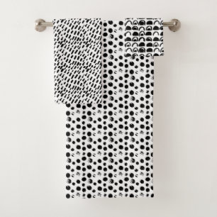 Conjunto De Toalhas teste padrão abstrato preto e branco