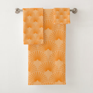 Conjunto De Toalhas Teste padrão alaranjado & bege do art deco