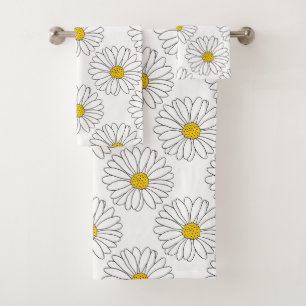Conjunto De Toalhas Teste padrão amarelo da margarida branca