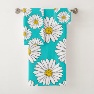Conjunto De Toalhas Teste padrão amarelo da margarida branca de