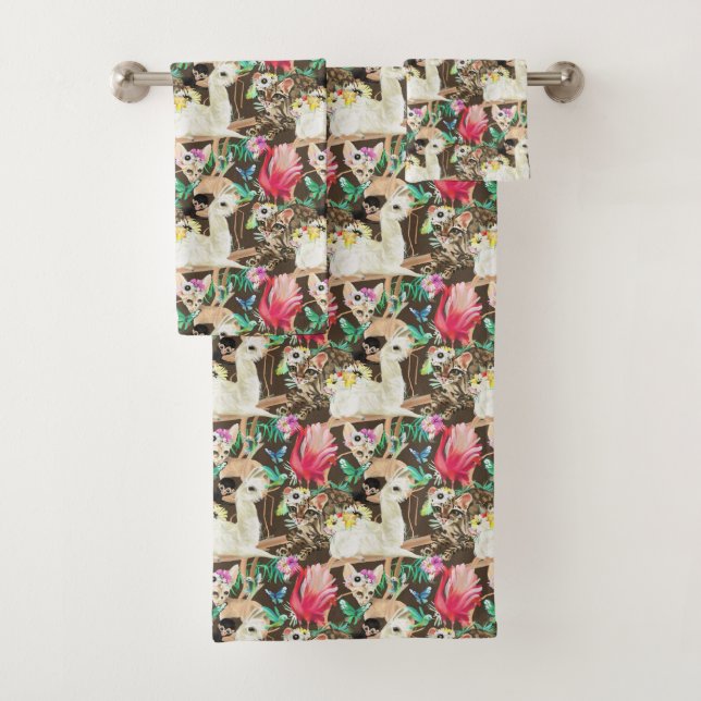 Conjunto De Toalhas Teste padrão animal tropical (Insitu)