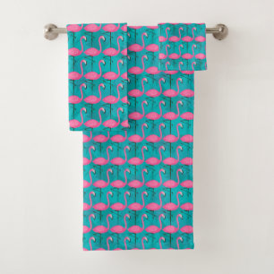 Conjunto De Toalhas Teste padrão brilhante do flamingo