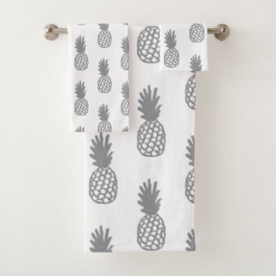 Conjunto De Toalhas Teste padrão cinzento do abacaxi