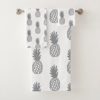 Conjunto De Toalhas Teste padrão cinzento do abacaxi