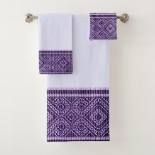 Conjunto De Toalhas Teste padrão cóptico de matéria têxtil no roxo
