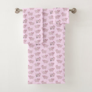 Conjunto De Toalhas Teste padrão cor-de-rosa bonito & pontos dos