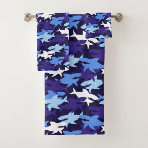 Conjunto De Toalhas Teste padrão da camuflagem dos tubarões azuis