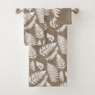 Conjunto De Toalhas Teste padrão da samambaia da floresta, Taupe Tan