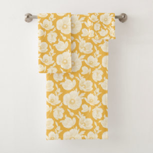 Conjunto De Toalhas Teste padrão de flor dourado