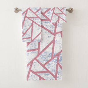Conjunto De Toalhas Teste padrão de mosaico cor-de-rosa e azul
