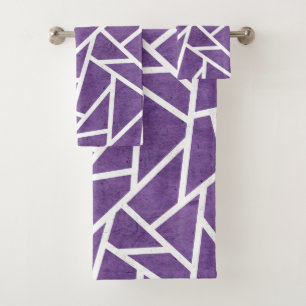Conjunto De Toalhas Teste padrão de mosaico roxo e branco