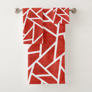 Conjunto De Toalhas Teste padrão de mosaico vermelho e branco