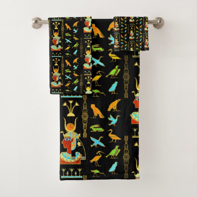 Conjunto De Toalhas Teste padrão decorativo egípcio (Insitu)