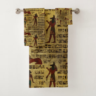 Conjunto De Toalhas Teste padrão decorativo egípcio dos hieroglyphic