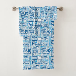 Conjunto De Toalhas Teste padrão dental azul da clínica
