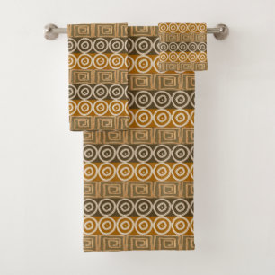Conjunto De Toalhas Teste padrão desenhado mão africano étnico