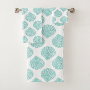 Conjunto De Toalhas Teste padrão do Seashell de Seafoam