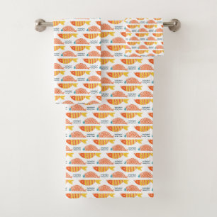Conjunto De Toalhas Teste padrão dos peixes da natação da arte popu