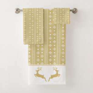 Conjunto De Toalhas Teste padrão Dourado do Nordic da rena