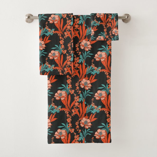 Conjunto De Toalhas Teste padrão floral abstrato da laranja (Insitu)