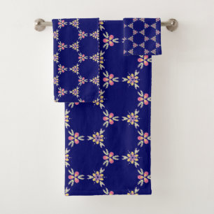 Conjunto De Toalhas Teste padrão floral do azulejo mediterrâneo