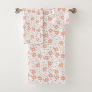 Conjunto De Toalhas Teste padrão floral do país bonito do pêssego