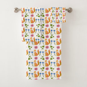 Conjunto De Toalhas Teste padrão floral Foxy Pastel bonito