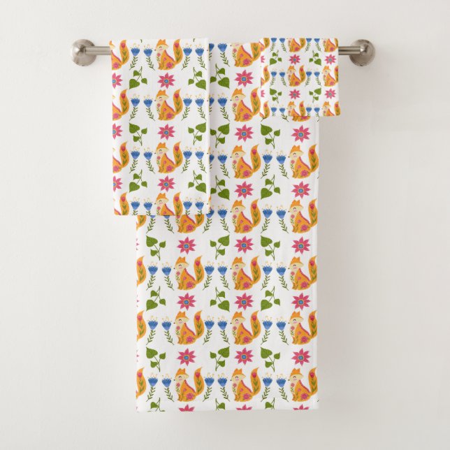 Conjunto De Toalhas Teste padrão floral Foxy Pastel bonito (Insitu)