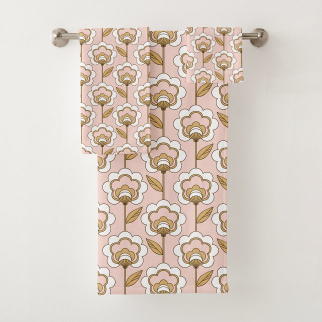 Conjunto De Toalhas Teste padrão floral moderno do meio século (Insitu)