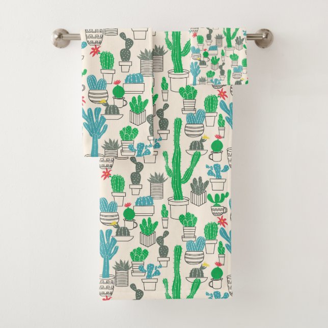 Conjunto De Toalhas Teste padrão floral natural bonito dos cactos (Insitu)